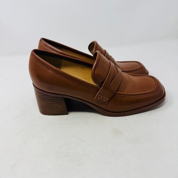 Vintage Nine West Brown Leather Block Heel Loafers Size 8.5 Preppy 90s aesthetic - Picture 5 of 12